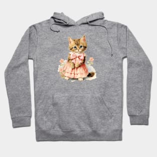 Pretty Kitty Vintage Cat Pink Bow Hoodie